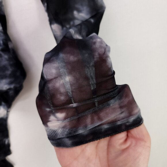 Revolve H:ours Monroe Mesh Bodysuit Black Tie Dye size XS Snap Button - Picture 6 of 13